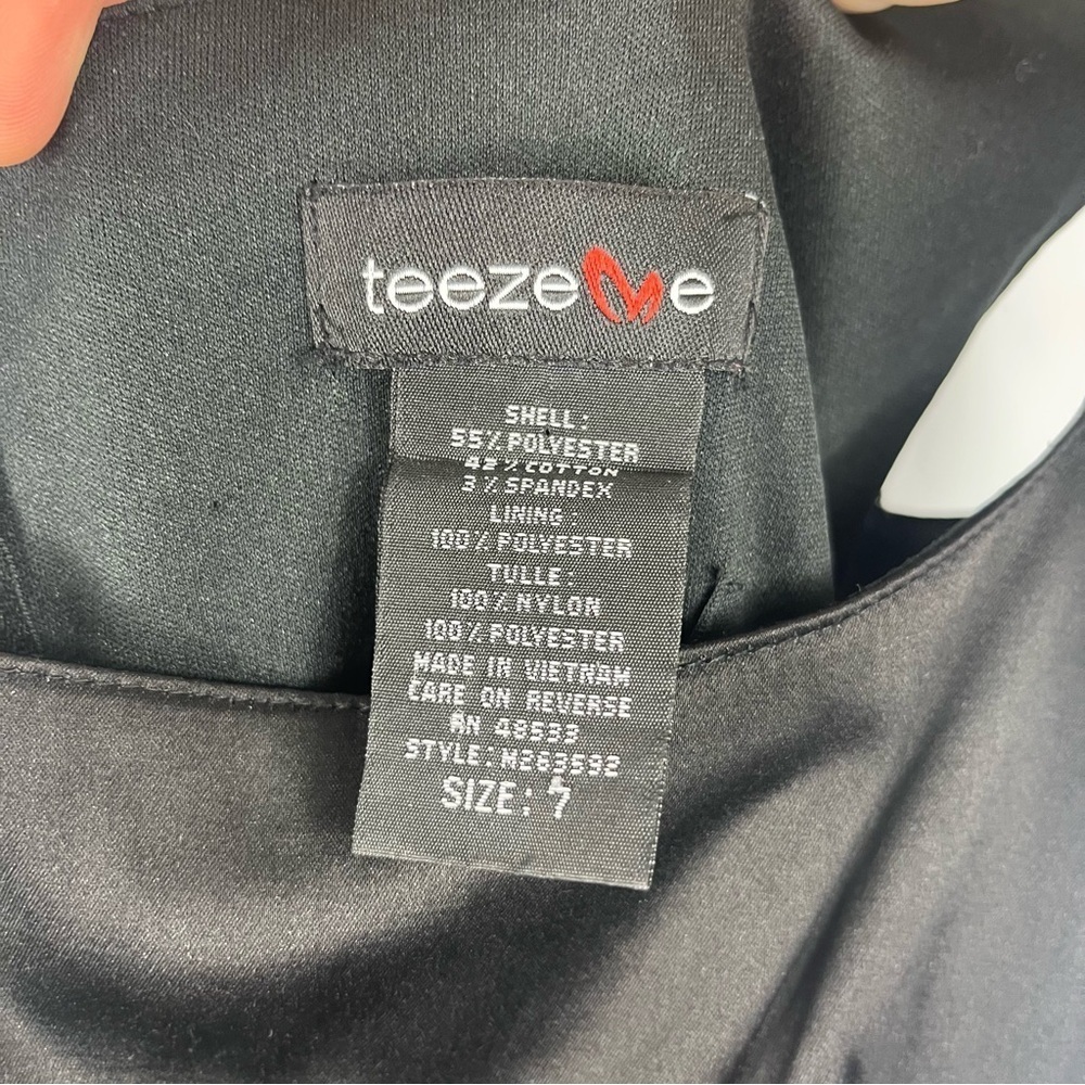 Y2K Tweeze Size 7 Black Satin Empire Waist Square Neck Dress TT1 - Picture 3 of 7